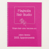 Moderne Simple Magenta Magnolia Logo Studio Coiffu (Devant)