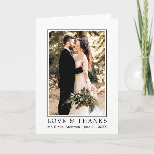 Moderne simple Mariage amour et merci plié (Devant)