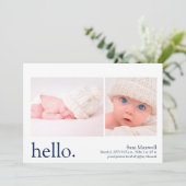 Moderne simple Marine Bonjour Faire-part de naissa (Debout devant)