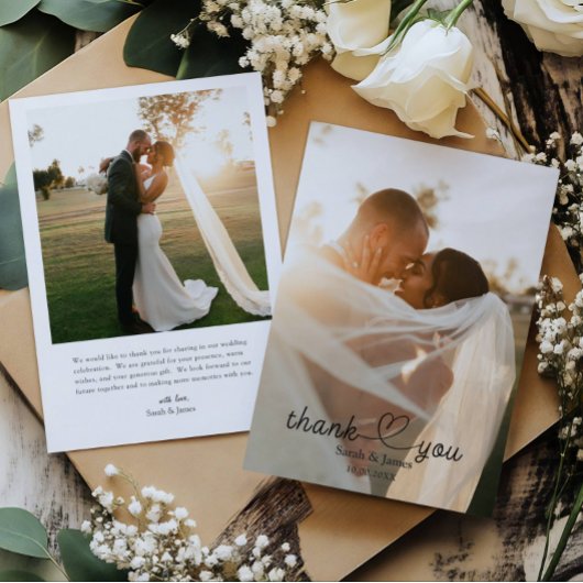 Moderne simple Merci photo Mariage