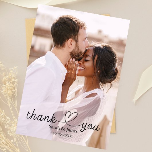 Moderne simple Merci photo Mariage