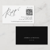 Moderne Simple Minimalist QR Code Wedding RSVP Informatiekaartje (Voorkant / Achterkant)