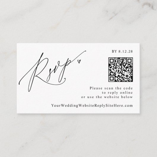 Moderne Simple Minimalist QR Code Wedding RSVP Informatiekaartje (Voorkant)