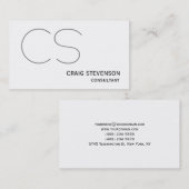 Moderne simple noir blanc Carte de visite Monogram (Devant / Derrière)