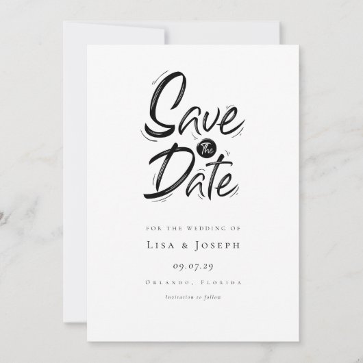 Moderne Simple Noir et Blanc Save the Date (Devant)
