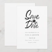 Moderne Simple Noir et Blanc Save the Date (Devant / Derrière)