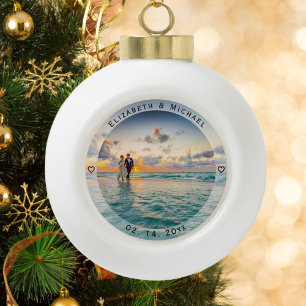 Moderne Simple Passen getrouwd Photo Wedding Jubil Keramische Bal Ornament