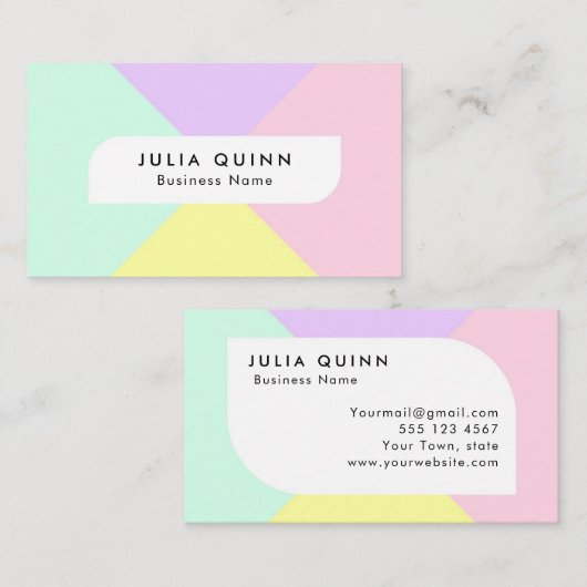 Moderne Simple Pastel couleurs Carte de visite (Devant / Derrière)