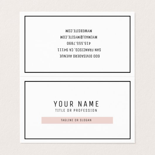 Moderne simple Pastel rose & noir Cartes de visite (Extérieur déplié)