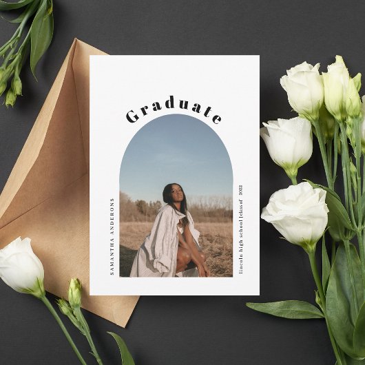 Moderne Simple Photo Arch Graduate Invitation