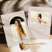 Moderne Simple Photo Blush Pink Graduparty Kaart