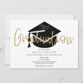Moderne Simple Photo Gold Script Graduparty Kaart (Voorkant)