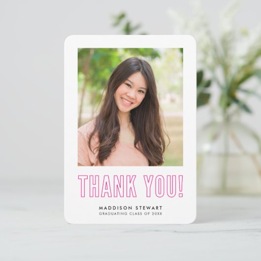 moderne simple photo GRAD MERCI rose chaud (Debout devant)