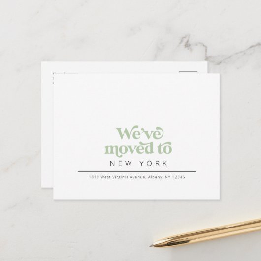 Moderne simple rétro carte postale mouvement faire (Devant/Arrière en situation)