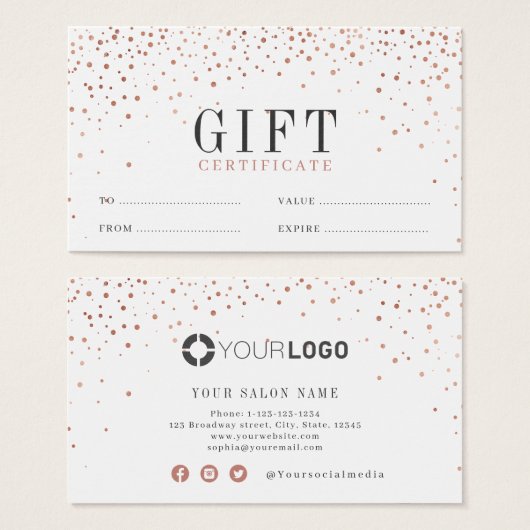 Moderne simple rose or parties scintillant (Devant & derrière)