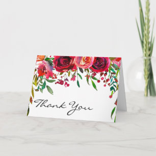 Moderne Simple Rose Rouge Merci Note