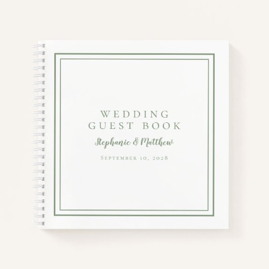 Moderne Simple Sage Vert Mariage Budget Livre d'hô (Devant)
