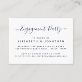 Moderne Simple Script Engagement Party-ticket Visitekaartje (Voorkant)