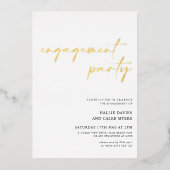 Moderne Simple Script Folie Engagement Party Folie Uitnodiging (Voorkant)