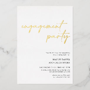 Moderne Simple Script Folie Engagement Party Uitnodiging