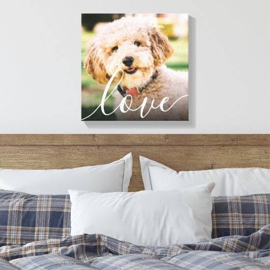 Moderne Simple Script Love Pet Photo Memorial Canvas Afdruk (Insitu (Slaapkamer))