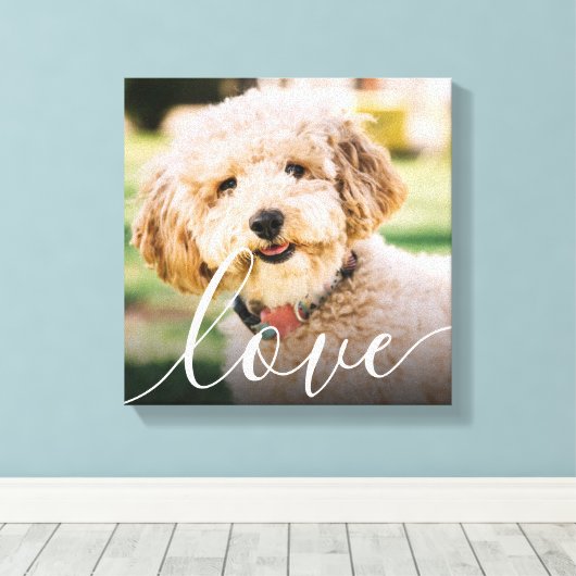 Moderne Simple Script Love Pet Photo Memorial Canvas Afdruk (Insitu (Houten vloer))