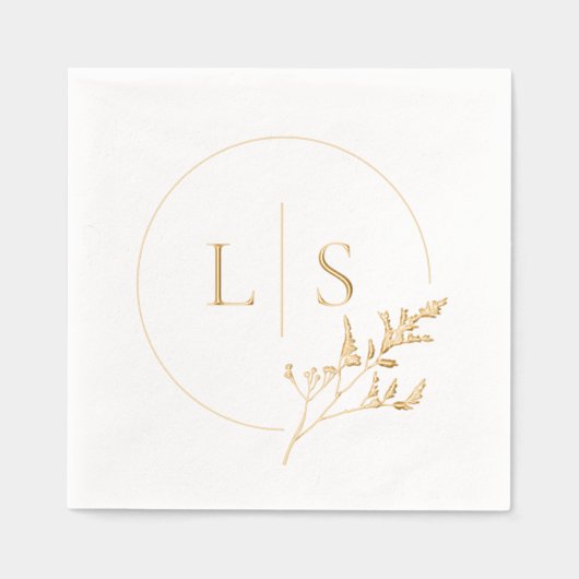 Moderne Simple Serif Monogramme Mariage de verdure (Recto)