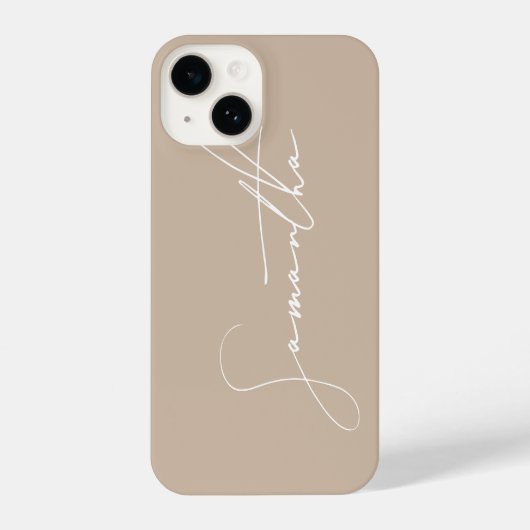 Moderne Simple Signature Script Calligraphy Beige iPhone Hoesje (Achterkant)