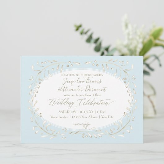Moderne Simple Waterverf Foliage Blue Script Kaart (Staand voorkant)