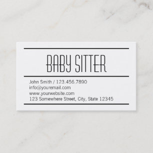 Moderne Simple White Baby Sitter Visitekaartje