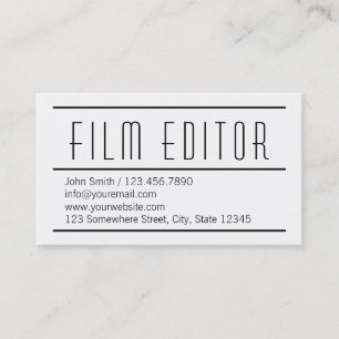 Moderne Simple White Film Editor Carte de visite