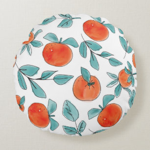 moderne sinaasappels met handgetekende illustrati rond kussen