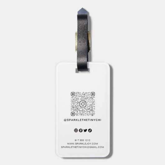 Moderne Single Photo QR-code Bagagelabel (Achterkant verticaal)