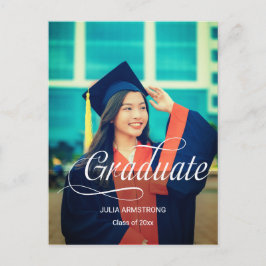 Moderne Single Photo Simple Script Afstuderen Kaar Briefkaart