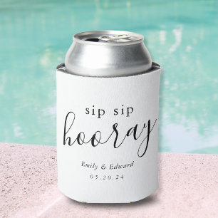 Moderne Sip Sip Hooray Bruiloft Feest Bruidsuitnod Blikjeskoeler