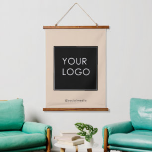 Moderne Sjabloon Business Company Logo Beige Hangend Wandkleed