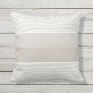 Moderne Sjabloon Elegant Trendy Beige White Stripe Buitenkussen