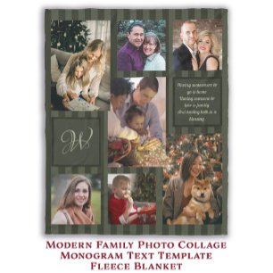 Moderne Sjabloon foto collage monogramtekst foto's Fleece Deken