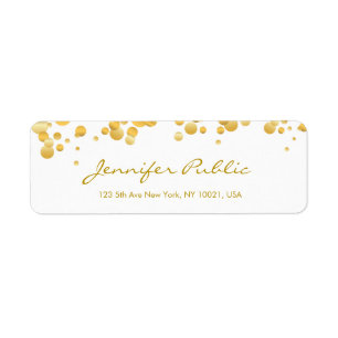Moderne Sjabloon Gold Confetti Handhand script ele Etiket