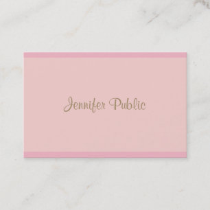 Moderne Sjabloon met elegante roze goudkalligrafie Visitekaartje