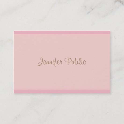 Moderne Sjabloon met elegante roze goudkalligrafie Visitekaartje (Voorkant)