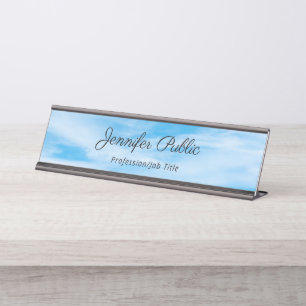 Moderne Sjabloon van Elegant Blue Sky White Clouds Bureau Naambordje