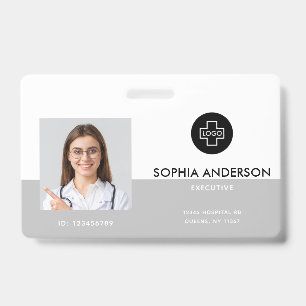 Moderne Sjabloon werknemer Foto Logo naam zuster-i Badge