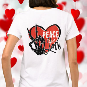 Moderne Skelet Hand Vrede en Liefde T-shirt
