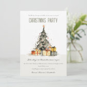 Moderne Sketchy Christmas Tree Invitation de fête  (Debout devant)