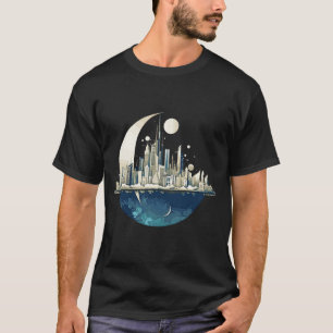 Moderne skyline landschap van de stad 's nachts on t-shirt