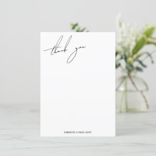 Moderne slanke elegante kalligrafie Eenvoudig dank Bedankkaart