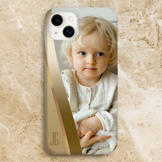 Moderne Slanke Gouden Band Foto met Monogram Case-Mate iPhone Case