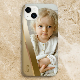 Moderne Slanke Gouden Band Foto met Monogram Case-Mate iPhone 14 Plus Hoesje