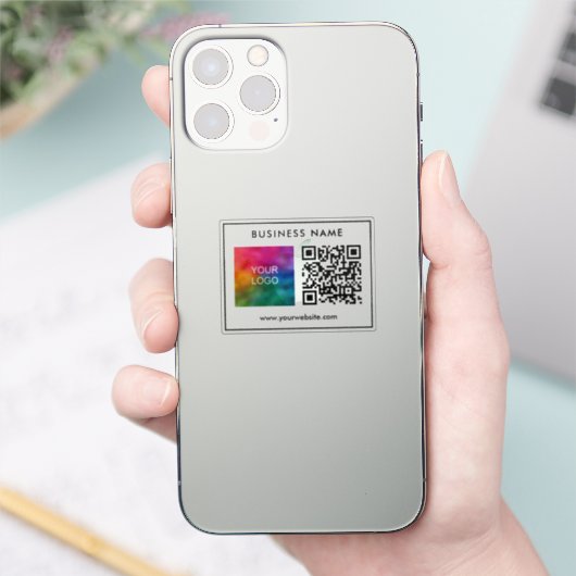 Moderne slanke Sjabloon QR Code Tekst Zakelijke Lo Sticker (Telefoon)